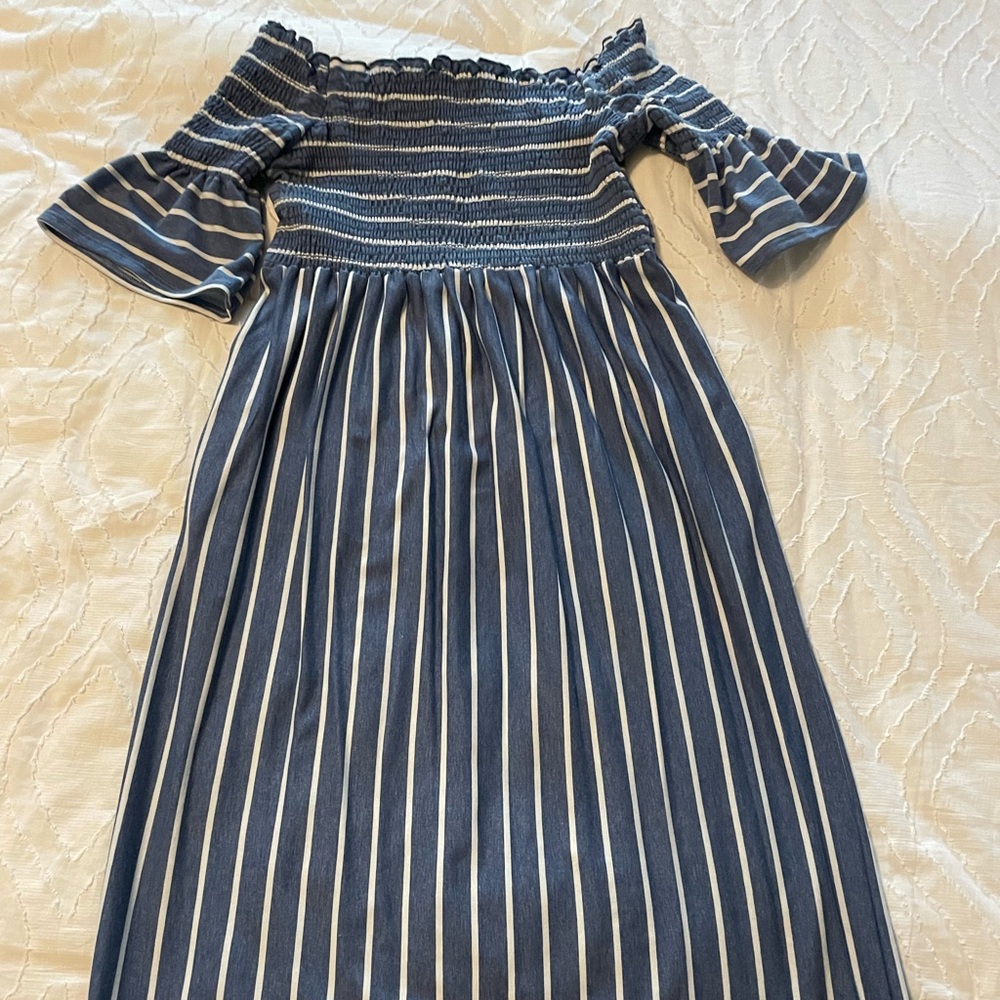 Blue and white dress